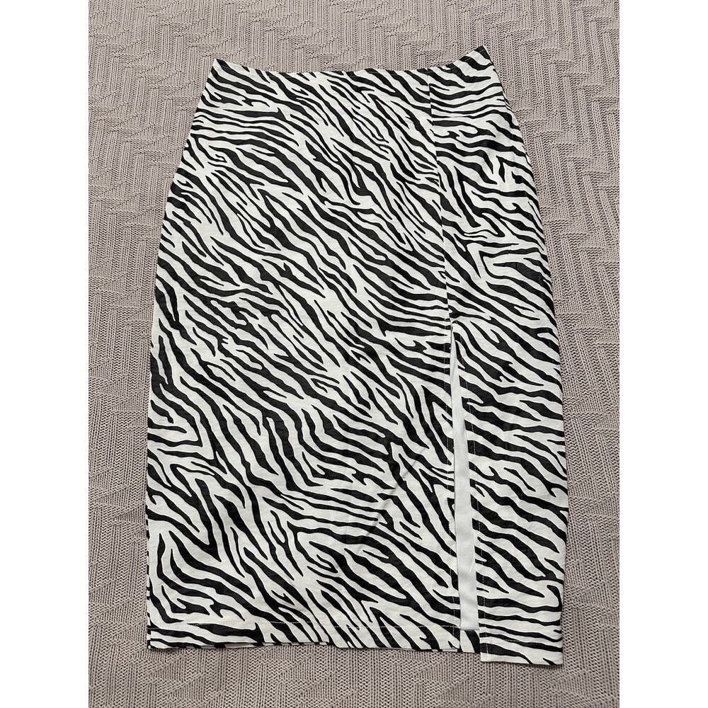 Glam zebra print straight pencil skirt size M